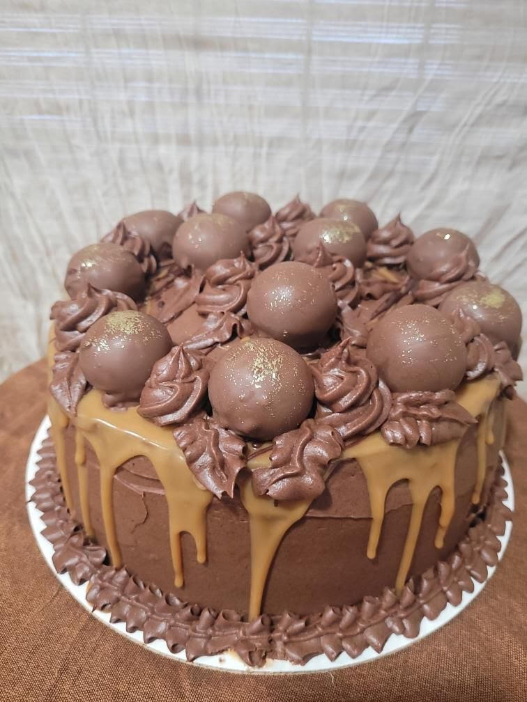 Chocolate Peanut Butter Cake with Peanut Butter Truffles